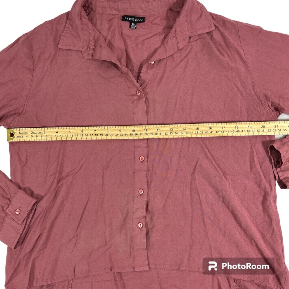 Style Envy Button Front Collared Shirt Mauve Pink Long Sleeve Womens XL Blouse - Picture 4 of 7